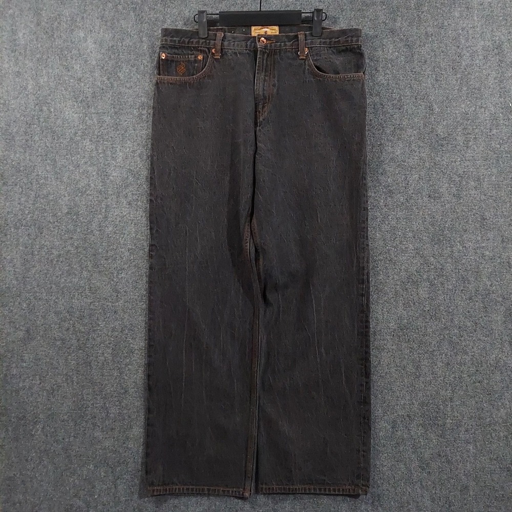 Rocawear Jeans Mens 36x32 Black Dark Wash Relaxed Straight Denim Pants Hip Hop